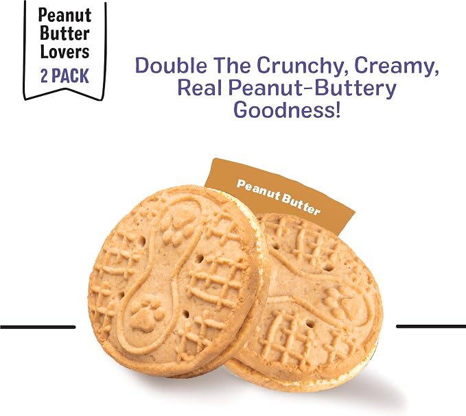 Three Dog Bakery Peanut Butter Lovers Dog Treats - 28.8 oz - 2 Pack | Crunchy Sandwich Cookies with Creamy Peanut Butter Filling