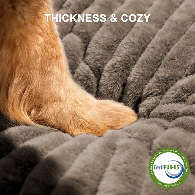 FURTIME Dog Bed for Small Medium Dog, Washable Orthopedic Pet Bed with Removable Cover, Rectangle Soft Calming Sleeping Puppy Bed Durable Pet Cuddler with Anti-Slip Bottom, Coffee, M (25"x21"x7")