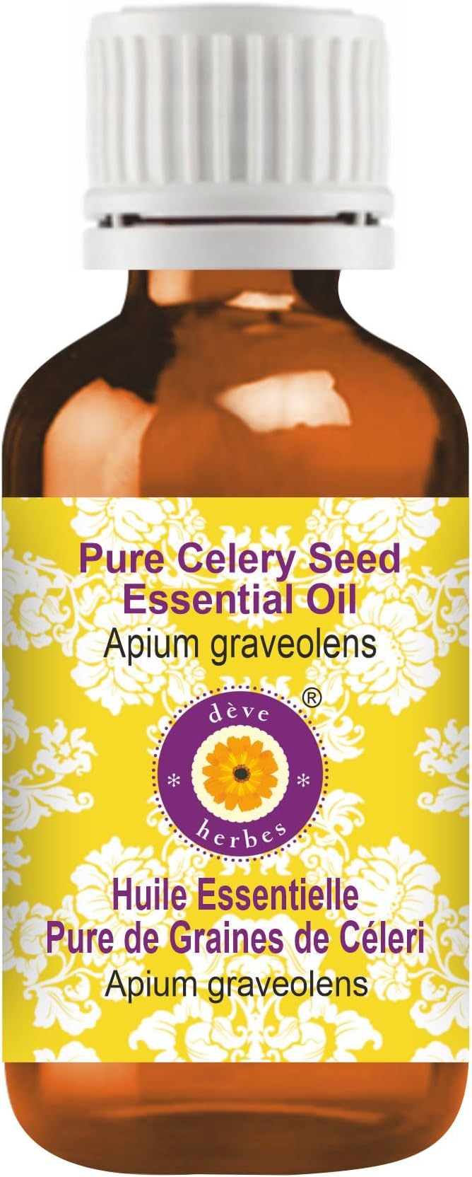 Deve Herbes Pure Celery Seed Essential Oil (Apium graveolens) Steam Distilled 15ml (0.50 oz)