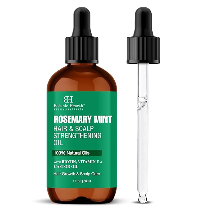 Botanic Hearth Hair Oil for Hair Growth & Hair Treatment Oils | Strengthening Dry, Frizzy, Damaged Hair & Scalp Treatment | Rosemary Mint Hair Oil – 2 Fl Oz