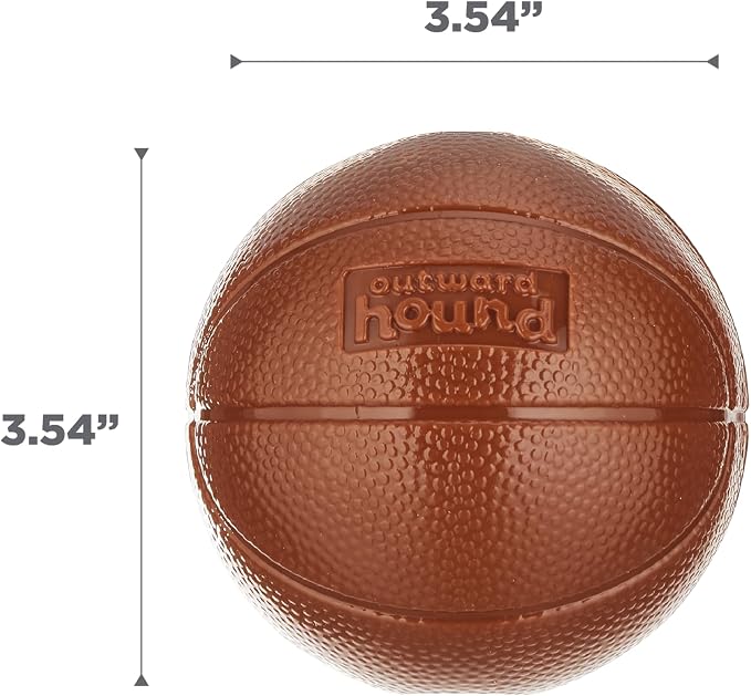 Outward Hound by Planet Dog Basketball, Durable Treat-Dispensing Dog Ball, Interactive Fetch Toy, Orbee-Tuff, Mint Scented, BPA-Free, for Indoor & Outdoor Play, Brown