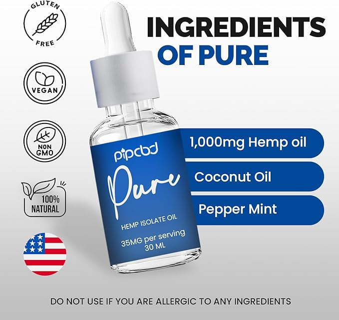Pure Hemp Isolate Oil – Organic Hemp Extract with Coconut Oil for Daily Wellness Support – Vegan, Gluten-Free, Lab-Tested Formula | 1 Fl Oz