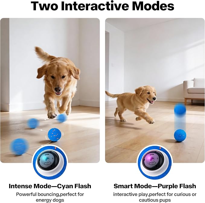 Pet Prime Interactive Dog Ball Toy,Automatic Bouncing Ball with Motion Activated,Moving Dog Toy for Medium and Large Dogs,2 Play Modes for Mental Stimulation and Keep Them Busy