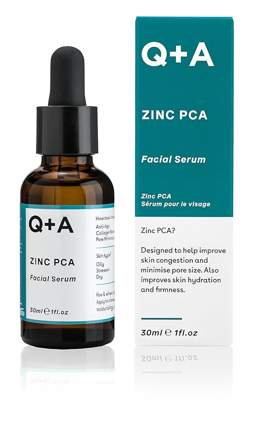 Q+A Zinc PCA Facial Serum (30ml), 99% Natural, Pore-Refining & Firming Serum with Zinc PCA and Reishi & Shiitake Mushrooms, Reduces Redness & Blemishes, Fragrance Free, Vegan & Cruelty Free Skincare