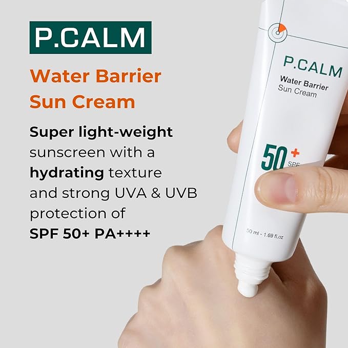 P.CALM Water Barrier Moisturizing Sun Cream Matte-Finish No White Cast SPF 50+ PA++++ Vegan Calming Moisture Daily Sunscreen for Dry Oily Sensitive Skin Korean Skincare