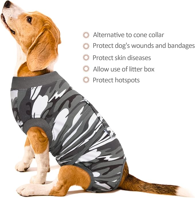 Kuoser Recovery Suit for Dogs Cats, Soft Dog Surgery Suit Female Male Spay | Professional Dog Onesie for Surgery, Substitute E-Collar & Cone, Prevent Licking Dog surgical suit Pet Neuter Suit