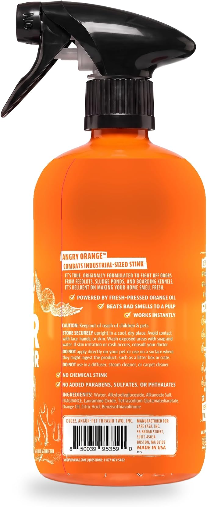 ANGRY ORANGE Pet Odor Eliminator for Dog and Cat Urine, Carpet Stains, and Strong Smells – NEW Orange Rush Scent – Citrus Cleaner with Natural Orange Oil – 24 oz