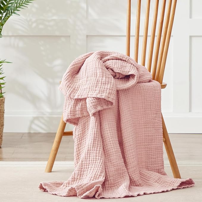 100% Cotton Muslin Blanket Twin 60" x 80", Breathable and Lightweight Cotton Twin Blankets for Couch, Soft Cooling Summer Gauze Blanket for Adults All Season, Medium Grey