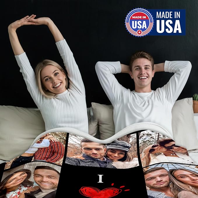 Yofair Ships Next Day, Custom Blanket with Picture Wedding Anniversary Valentines Day Gifts for Him Her Personalized Photo Blankets I Love You Couple Gift for Women Boyfriend Girlfriend Wife Husband