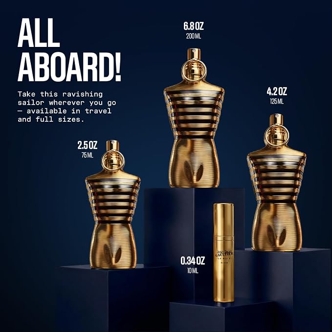 Jean Paul Gaultier Le Male Elixir Parfum - Long Lasting Woody Aromatic Cologne for Men with Lavender, Tonka Bean & Warm Amber - Luxury Elixir Parfum, 2.5 oz