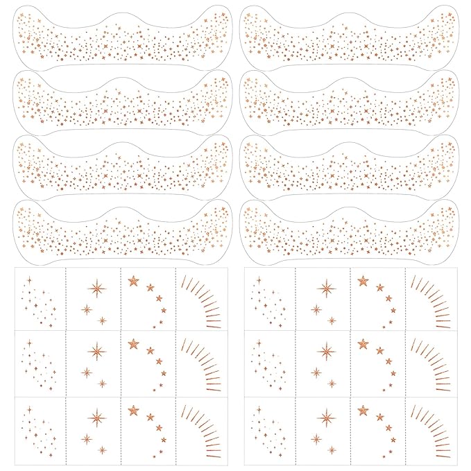 Glitter Freckles, 32 Pcs Sparkle Glitter Freckles Face Tattoo for Women Girls Rose Gold Temporary Face Tattoos Concert Festival Rave Accessories (Rose Gold)