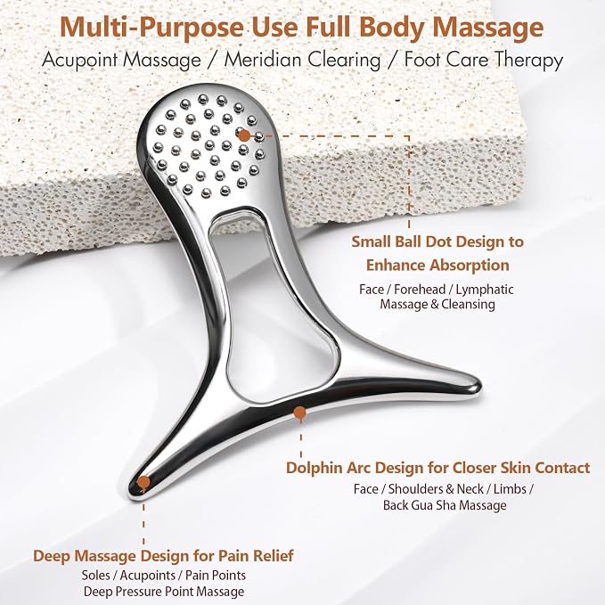 Lymphatic Drainage Massager & Anti Cellulite Massage Tools for Body Sculpting, Metal Gua Sha & Muscle Scraper Tool Pain Relief Deep Tissue, Gifts for Women
