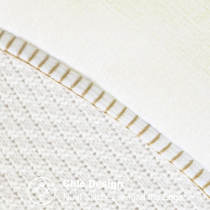 CaliTime Decorative Couch Throw Pillow Covers 20 X 12 Inches Cream | Pack of 2, Cozy Chenille Cushion Cases, Cotton Thread Stitching Edges, for Sofa Bed Living Room Farmhouse
