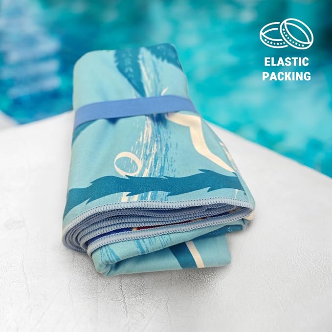 Gogreen Quick Dry Sand Free Beach Towel for Travel Pool Lightweight 71x32 in Absorbent Microfiber Oversized Towels Yoga Bath Camping Sport - Stylish Unique Gift - Coconut Tree