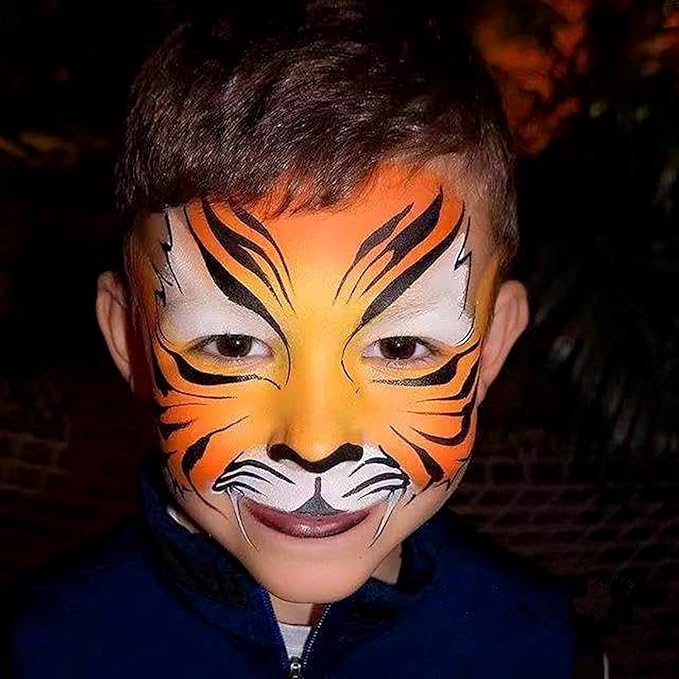 Go Ho Orange Face Paint Stick,Water Based Cream Orange Face Body Paint Washable for Halloween Cosplay SFX Tiger Pumpkin Makeup