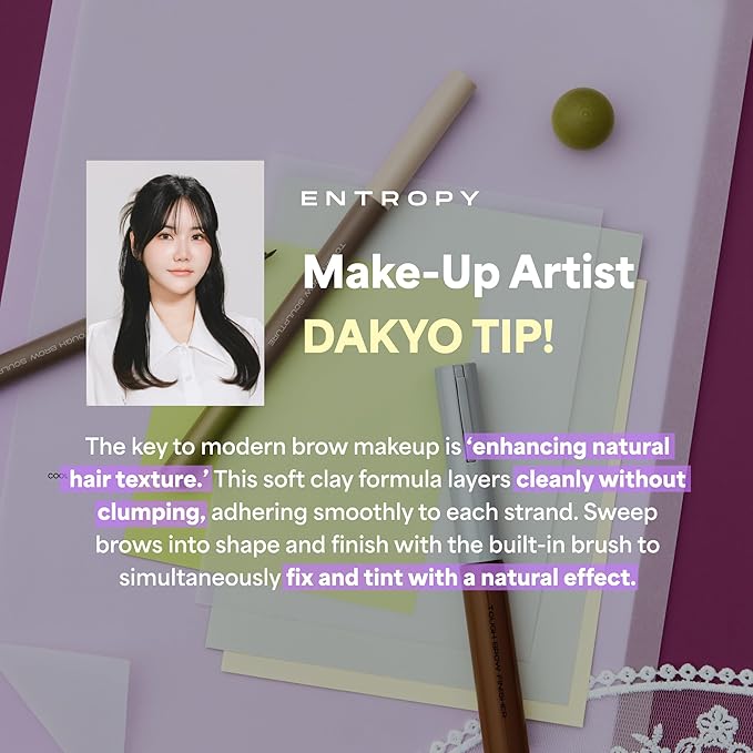 ENTROPY MAKEUP Tough Brow Finisher, 2-In-1 Brow Tint Mascara with Built-In Comb, Skinny Brush, Long-Lasting, Lightweight, Natural Hold and Soft Tint, Mocha Mousse