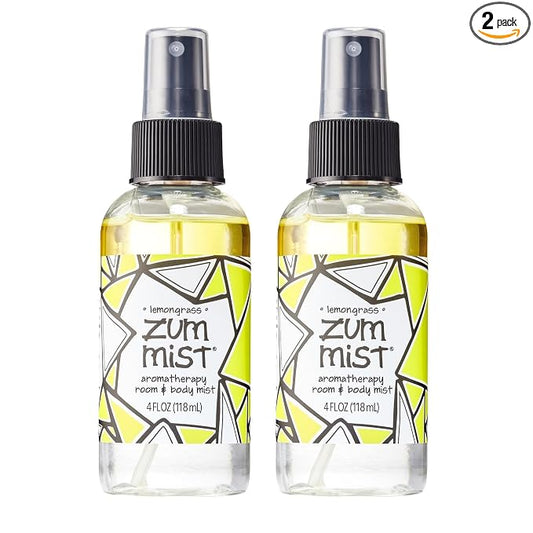 Indigo Wild Zum Mist Room & Body Spray - Aromatherapy Essential Oil Spray - Natural Body Mist & Room Spray - Lemongrass Scent - 4 fl oz (2 Pack)