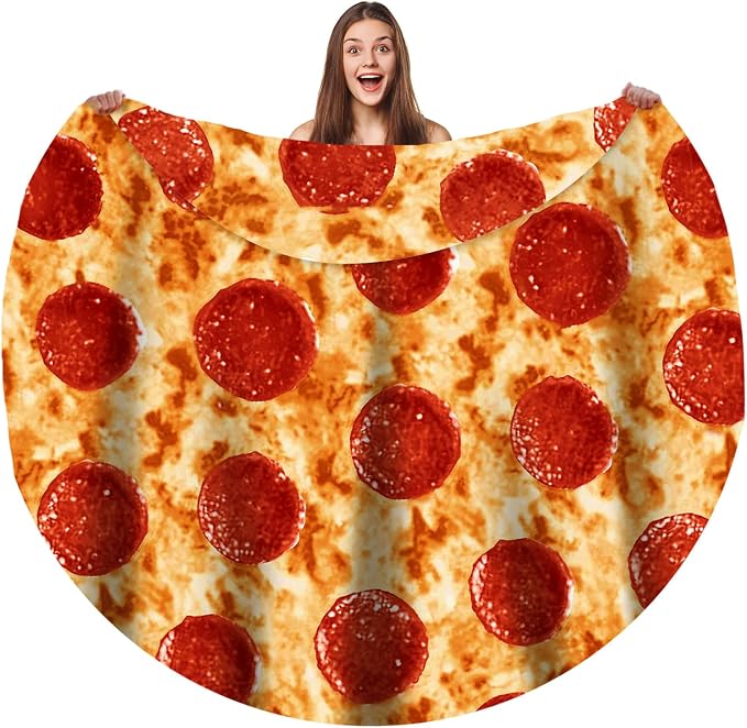 Bcareself Pizzas Blanket Adult Kdis Size 2.0 Double Sided Funny Realistic Food Personalized Throw Blanket Novelty Gift for Everyone Soft Pepperoni Pizzas Blanket Soft Flannel 60 inches