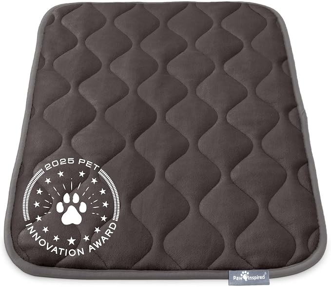 Paw Inspired Washable Padded Crate Mats for Dogs, Gray, 29x18 Inch | Fits 30-inch Kennels, Leakproof, Waterproof Bottom, Plush Dog Pad, Pet Bed