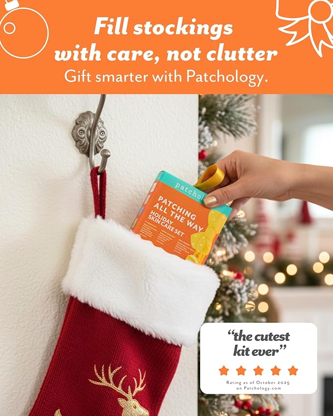 Patchology Patching All The Way Gift Set – Hydrating Under Eye Masks with Collagen, Retinol, Hyaluronic Acid – Beauty Stocking Stuffer with 5 Pairs for Puffy Eyes, & Fine Lines (Limited Edition)