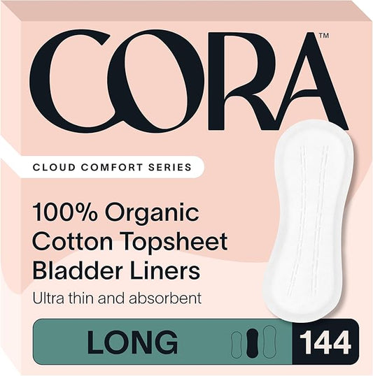 Cora 100% Organic Cotton Topsheet Bladder Liners (144 Long Bladder Liners)