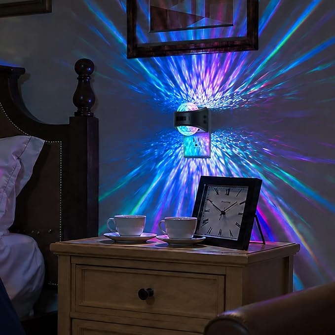 Motion Sensor Night Light Projector, RGB Warm Nightlight Plug in | night lights plug into wall 9 color warm 3000K, dusk to dawn & motion sensor, 180° rotatatble, bedroom, nursery, home decor