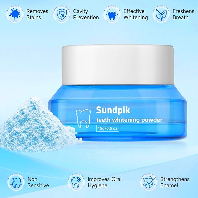 2PCS Teeth Whitening Powder,Removes Stains with No Sensitivity,Enamel-Safe Toothpaste Whitening Powder for Coffee,Tea,Food,and Tobacco Stains