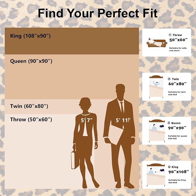 PLEASANT BOULEVARD | Leopard Throw Blanket Fleece, Premium Lightweight Cozy Warm Plush Microfiber Blanket for Couch Sofa and Bed (Dark Brown, Throw (50 x 60 inches))