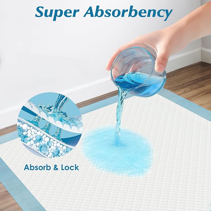 100 Count 22” x 22” Super Absorbency Disposable Underpads | Leakproof Quick Drying Disposable Pads for Baby, Puppy and Adults, Cat Pee Pads for Dogs, Potty Puppy Training Pads