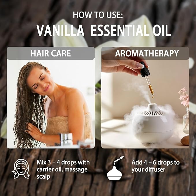 Vanilla Essential Oil - Vanilla Oil for Diffuser, 16 Fl Oz(480ml) | Candle Making, Soap Making, aroma, Strong Scent, Pure, Natural, Home Fragrance, Massage, Large Bottle