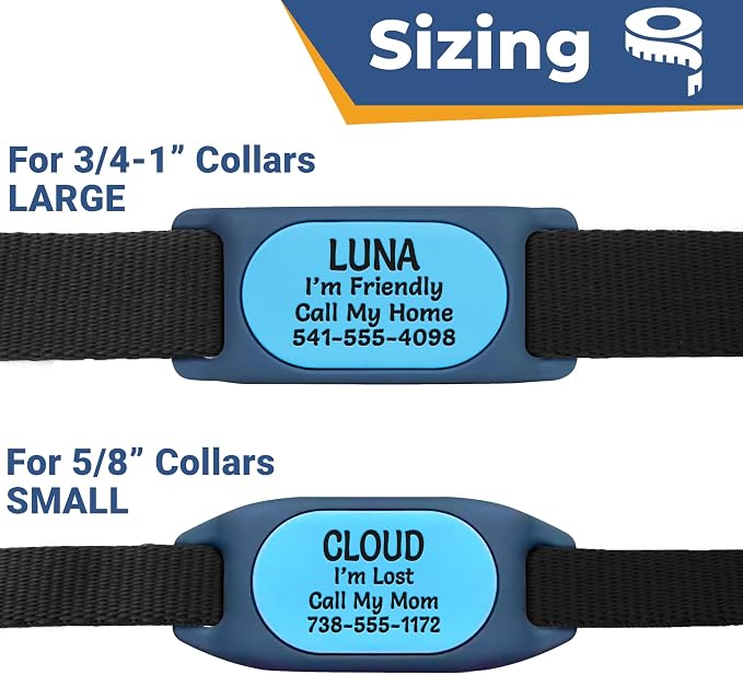 GoTags Dog Collar Holder for SmartTag2 Tracker, Personalized Tag Case for Dog Collar, Up to 4 Lines of Text, Slide On Nameplate for GPS Samsung Tracker, Compatible with Android (SmartTag2, Large)