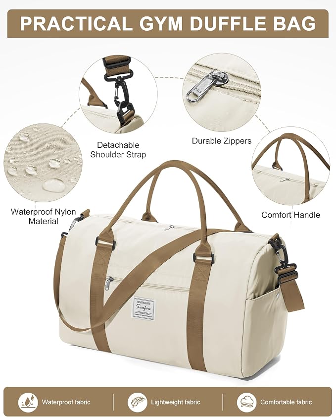 Gym Bag Womens Mens with Shoes Compartment and Wet Pocket Travel Duffel Bag for Women for Plane Sport Gym Tote Bags Swimming Yoga Small Waterproof Weekend Overnight Carry on Bag Hospital Holdalls