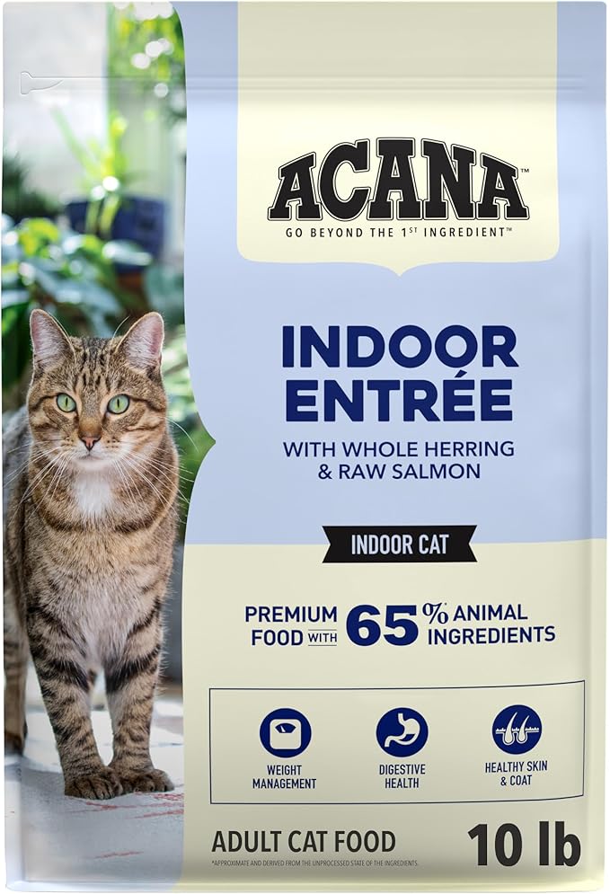 ACANA Indoor Entrée Fish Recipe Dry Cat Food 10lb Bag | High Protein, Made in the USA, Includes Probiotics, Omega-3 Fatty Acids, Digestive Health, Global Quality Ingredients
