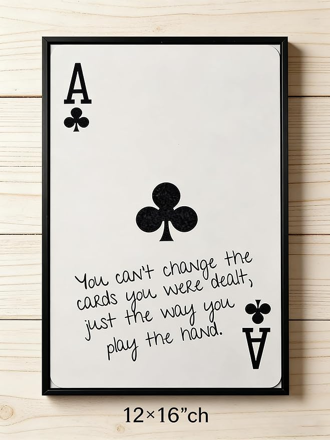 GEFQBBLD Funny Lucky Ace Poker Wall Art,Funky Mdern Canvas Black Art Prints Painting,Retro Minimalist Black and White Playing Card Posters,Trendy Aesthetic Preppy Wall Decor 12x16in Black Framed