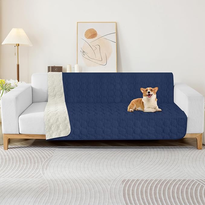 ZNSAYOTX Ultimate Cozy Blankets (68"x82") 100% Waterproof Bed Mat Blanket for Dog Pets,Couch Sofa Protector with Non-Slip Back Washable Durable, Pee Scratch Proof Easy to Clean (Navy Blue)