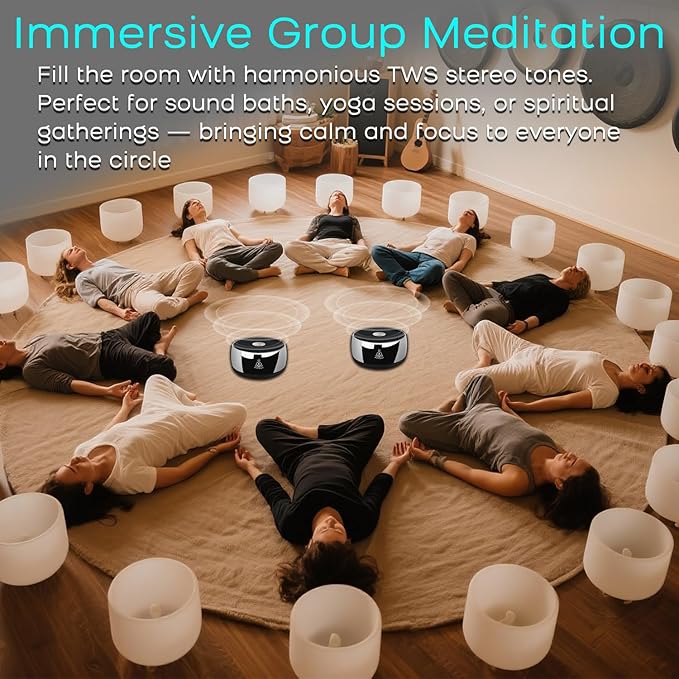 Sound Frequency Instruments, Meditation Tone TWS Machine- Solfeggio Bath Device for Yoga, Mindfulness, Singing Therapy System of Chakra Relaxation and Stress 5 Tones, 3 Timer Modes