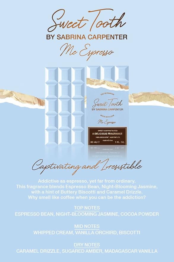 Sabrina Carpenter Me Espresso - Long-lasting Perfume for Women - Sweet Floral Fragrance with notes of Vanilla & Amber - Vegan - Cocoa, Coffee Scent - 2.5 Fl Oz (75 mL)