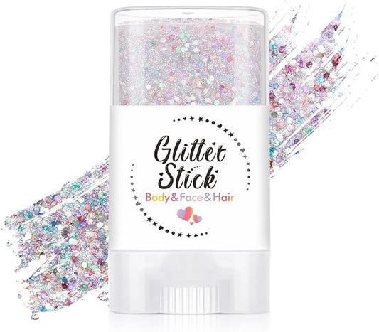 Body Glitter Stick, Holographic Sequins Face Glitter Makeup Neon Outfit Festival Rave Prom Party Accessories Hair Glitter Gel. (Rainbow)