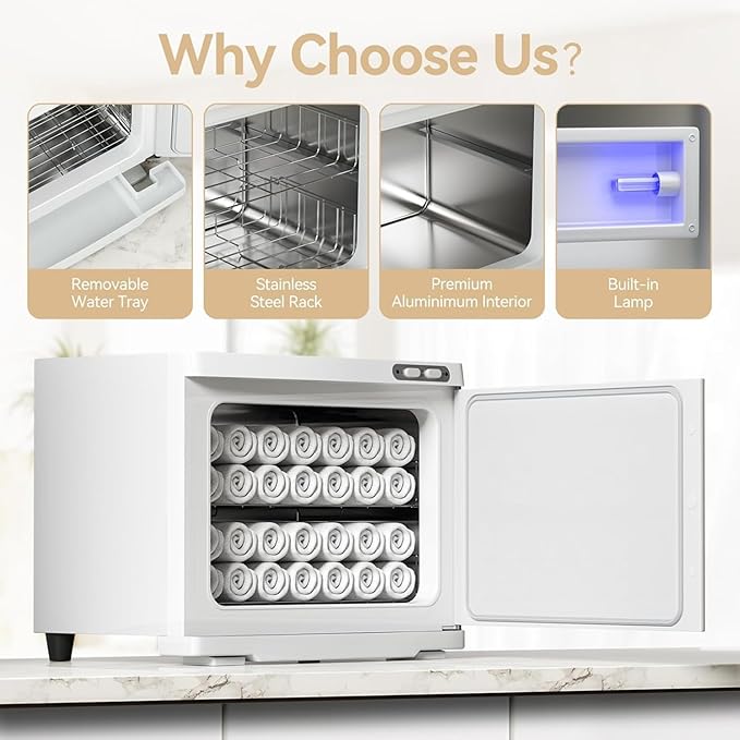 23L Hot Towel Warmer Spa, Large 2-in-1 Spa Towel Warmers for Facials Esthetician, Towel Warmer Cabinet Towel Heater for Barber, Salon(White)