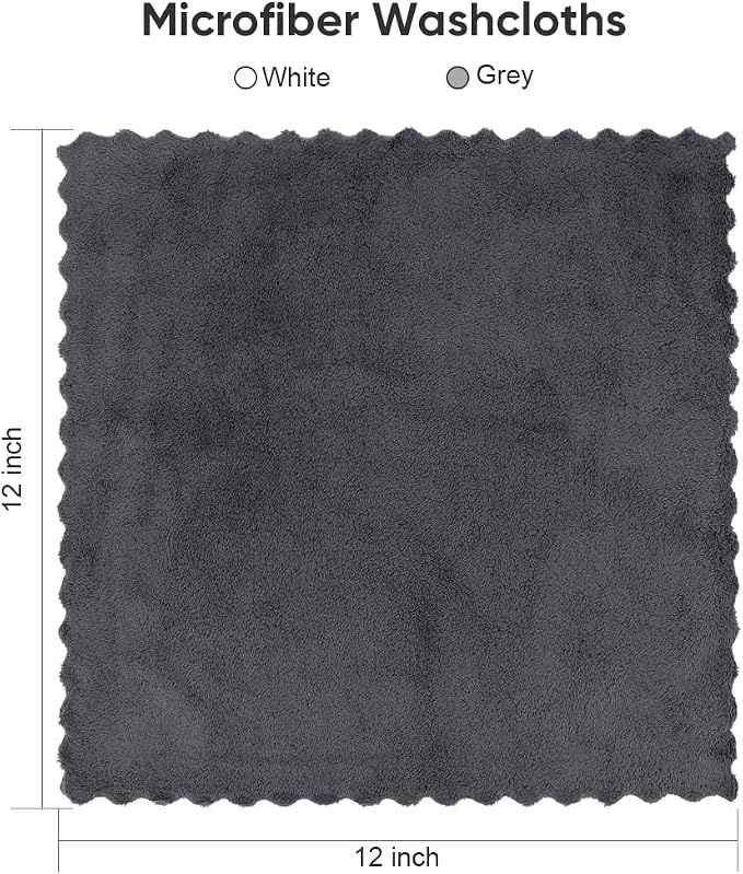 Orighty Washcloths 48 Pack, Ultra Soft Face Cloths 12 x 12 inch, Absorbent & Quick Drying Coral Velvet Washcloth Bulk, Multi-Purpose Face Cloth for Household, Cleansing and Sport (Grey)