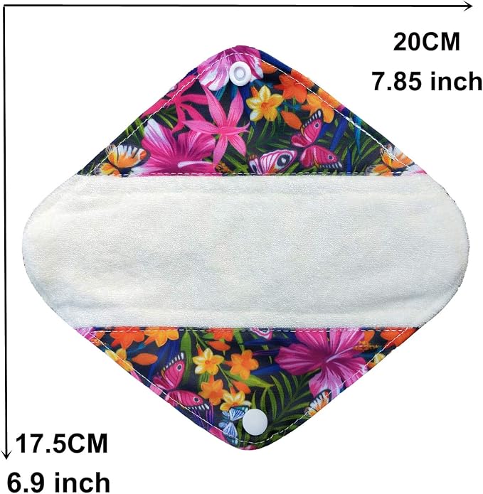 6+1Set Reusable Reusable Menstrual Pads Organic Bamboo Panty Liner Sets, Including 6pcs Daily Use Panty Liner + 1 pcs Mini Wet Bag