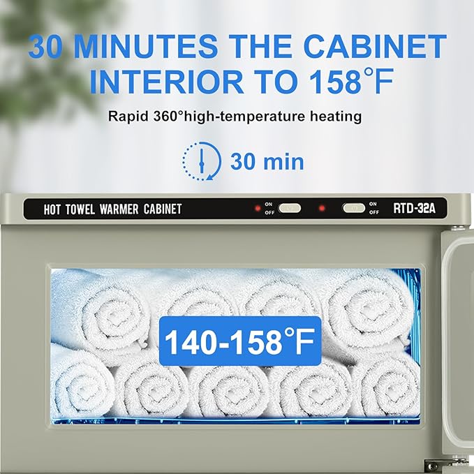 32L Hot Cabinet, Hot Towel Warmer Cabinet, 2in1 Professional Double Towel Heater Machine for Facial Spa, Massage, Hair Salon, Barber, Estheticians, Beauty Salon