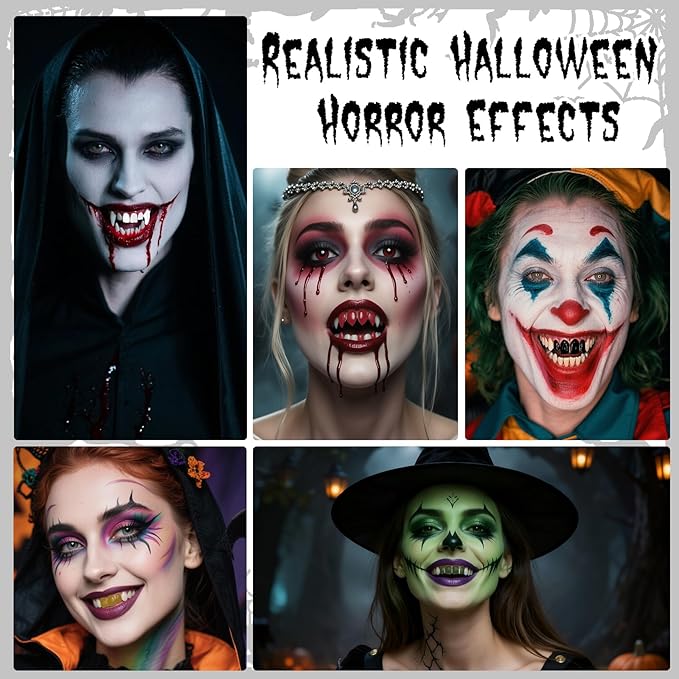 Professional Halloween Black Tooth Paint, Temporary Black Tooth Paint，Decayed Rotten Cruddy Missing Teeth Makeup, Perfect for Cosplay, Halloween Makeup, Theater, Costume Party