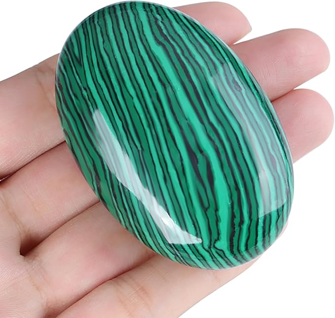 ZHIYUXI 2.4" Malachite Crystal Gemstones Crystals and Healing Stones Worry Stone Polished Stones Palm Stone Malachite Stone Energy Balancing Therapy Mediation 1PC