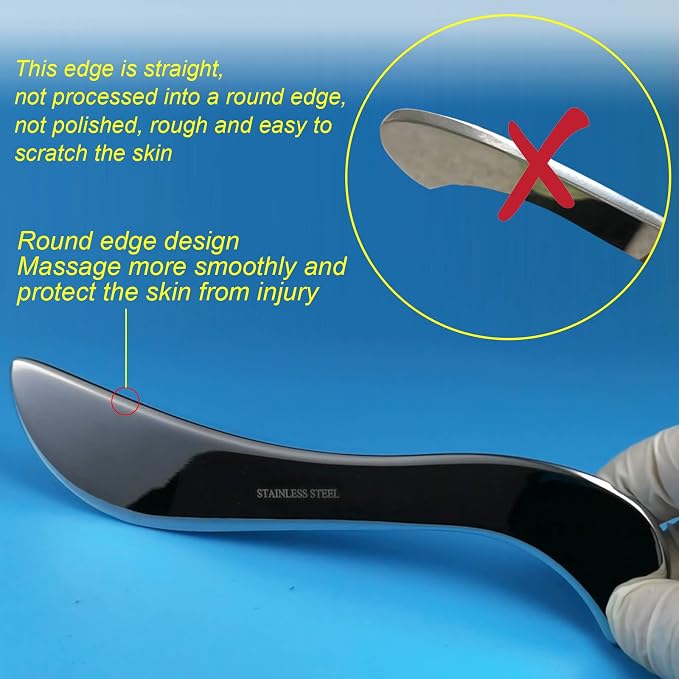 BYYDDIY Non-Magnetic 304 Stainless Steel Gua Sha Muscle Scraper Tool for Scar Tissue,Muscle Scraping Tool for Massage Scraper,IASTM Tools for Physical Therapy, Soft Tissue Massage