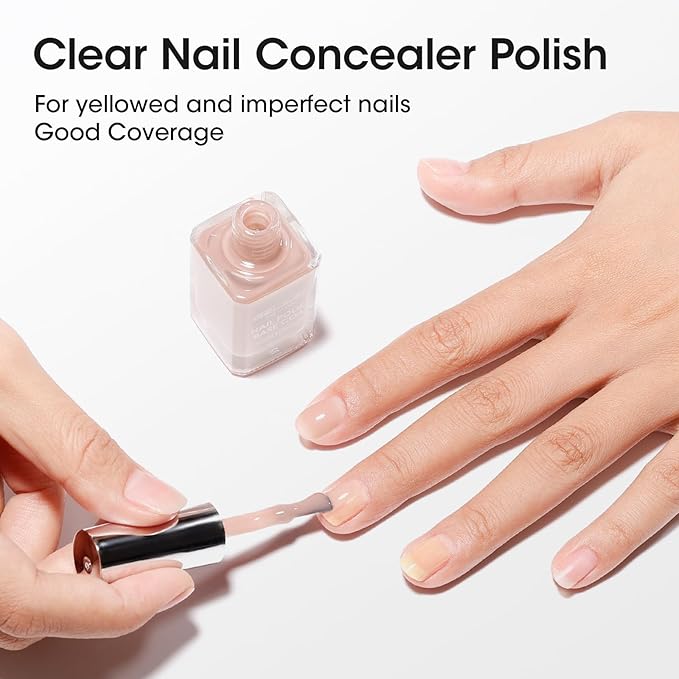 GELLEN 4-In-1 Illuminating Nail Concealer Base Coat Nail Polish Sheer Nude Neutral Earth Tones, Quick Dry Ridge Filler Strengthener | Smooth Strengthen Yellow Discolored Nails | Toxin TPO HEMA Free