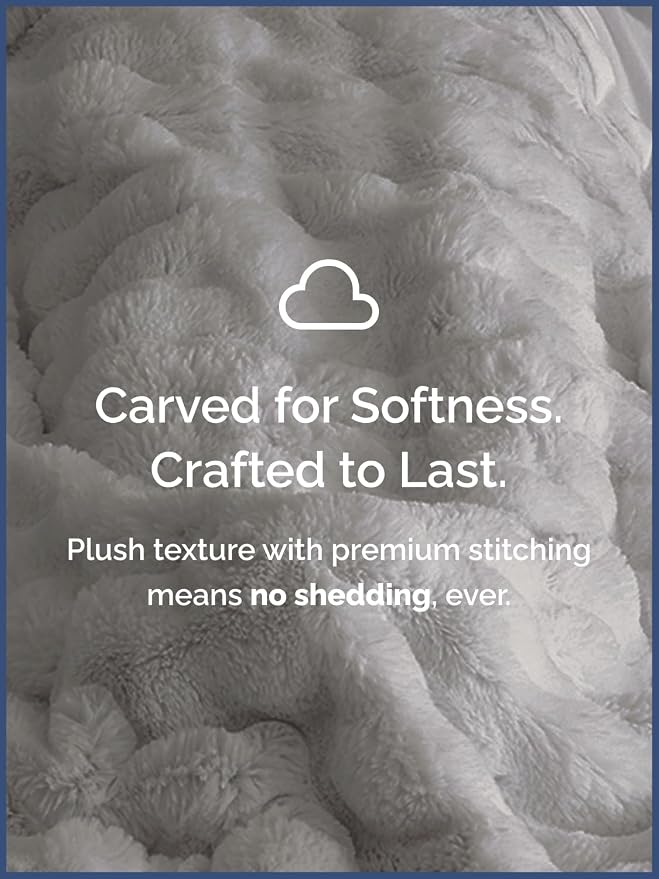 3D Fleece Bubble Blanket King Size - Rabbit Blanket - 90" x 108", Grey | Soft Fluffy Faux Fur Blanket for Couch Sofa & Chair, Cozy Gifts for Women, Tie Dye Cloud Throw Bed Cover, Thick Plush Bedding