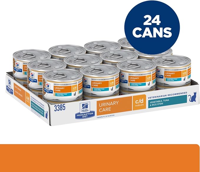 Hill's Prescription Diet c/d Multicare Urinary Care Wet Cat Food | #1 Veterinarian Recommended, Tuna & Vegetable Stew, 2.9 oz. Cans, 24-Pack