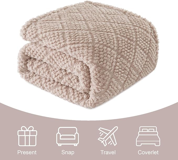Whale Flotilla Soft Fleece King Size Blanket for Bed, Camel | Jacquard Waffle Blankets for Home Decor, Lightweight and Cozy, All Season Suitable, 90x104 Inch
