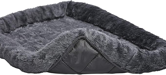MidWest Homes for Pets QuietTime Dog Bed - Gray Faux Fur Bolster, Ultra-Soft and Machine Washable, Fits 48-Inch Crates and Carriers, for Extra-Large Breed Dogs